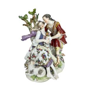 Meissen - Groupe de bergers en porcelaine 
