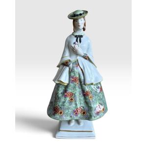 Richard Lang, Meissen Porcelain Figurine: "woman Pinning A Rose"