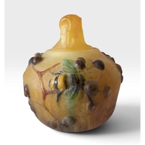 Amalric Walter And Henri Bergé - Inkwell With A Design Featuring Bees And Blueberries