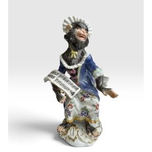 Meissen - Figurine en porcelaine d’une singe en tant que chanteuse de la série l’orchestre de s