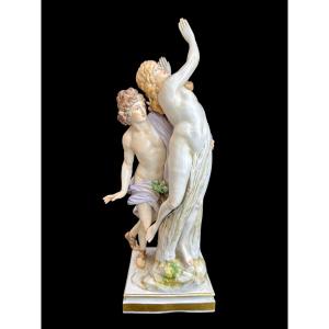 Meissen - Porcelain Figurine Set   “apollo And Daphne”