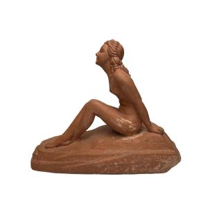 D. H. Chiparus terre cuite Art Deco intitulée " Rêver "