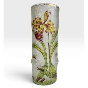 Baccarat - Art Nouveau Vase With Orchid Design 