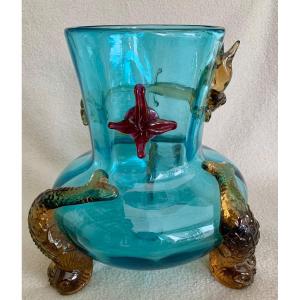 Cristallerie De Sèvres - Vase Tripode Aux Dauphins 