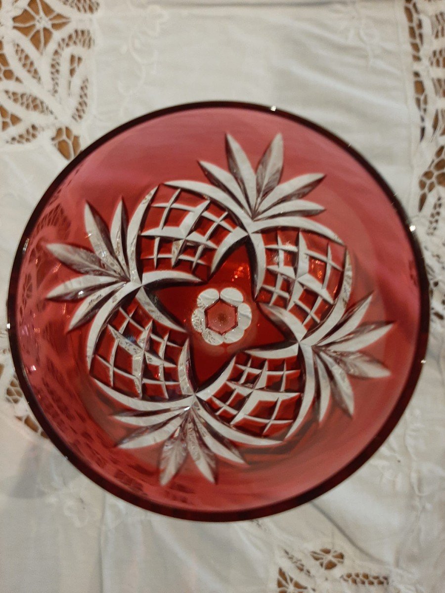 Pair Of Roemers St Louis - Chantilly Model - Royal Blue And Ruby Red-photo-6