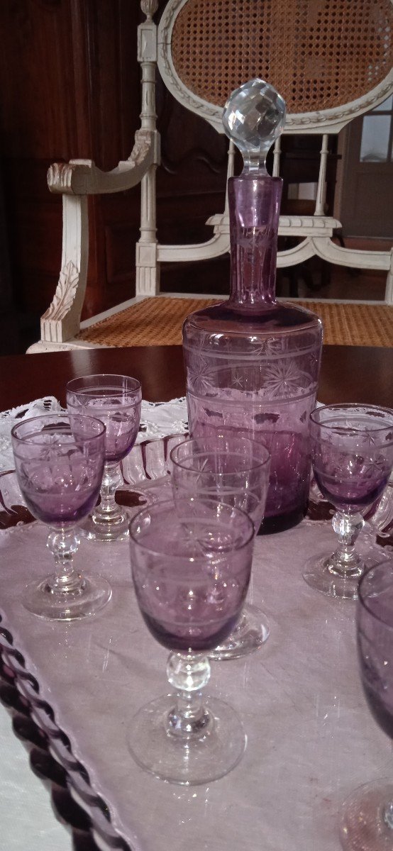 Service à Liqueur Saint-Louis, couleur Violine - Début XIXème-photo-3