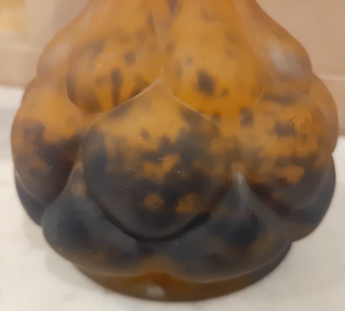 Soliflore Vase In Art Nouveau Glass Paste Signed Lorrain - Early 20th Century-photo-2