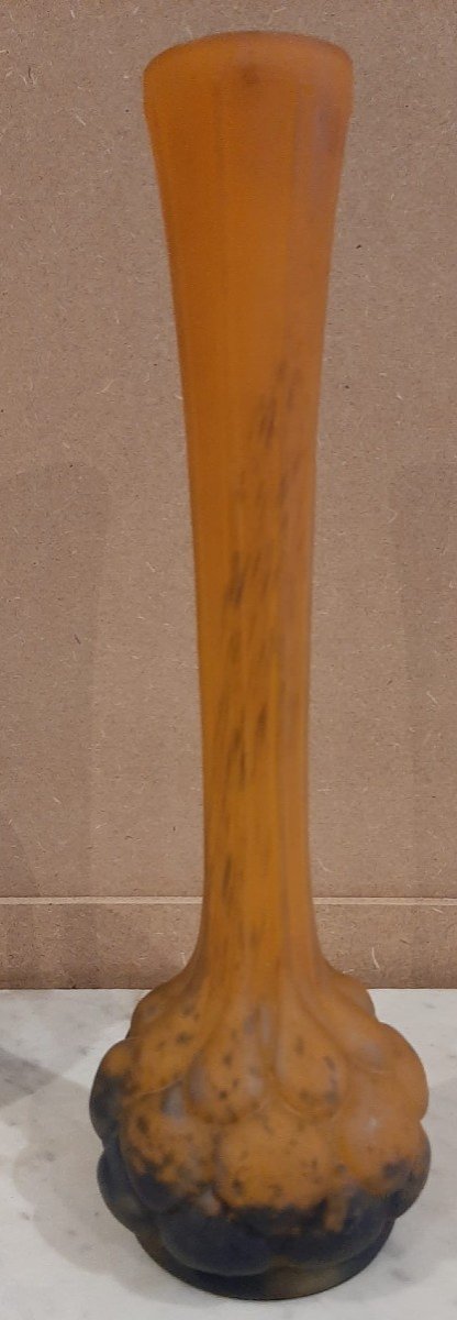 Soliflore Vase In Art Nouveau Glass Paste Signed Lorrain - Early 20th Century