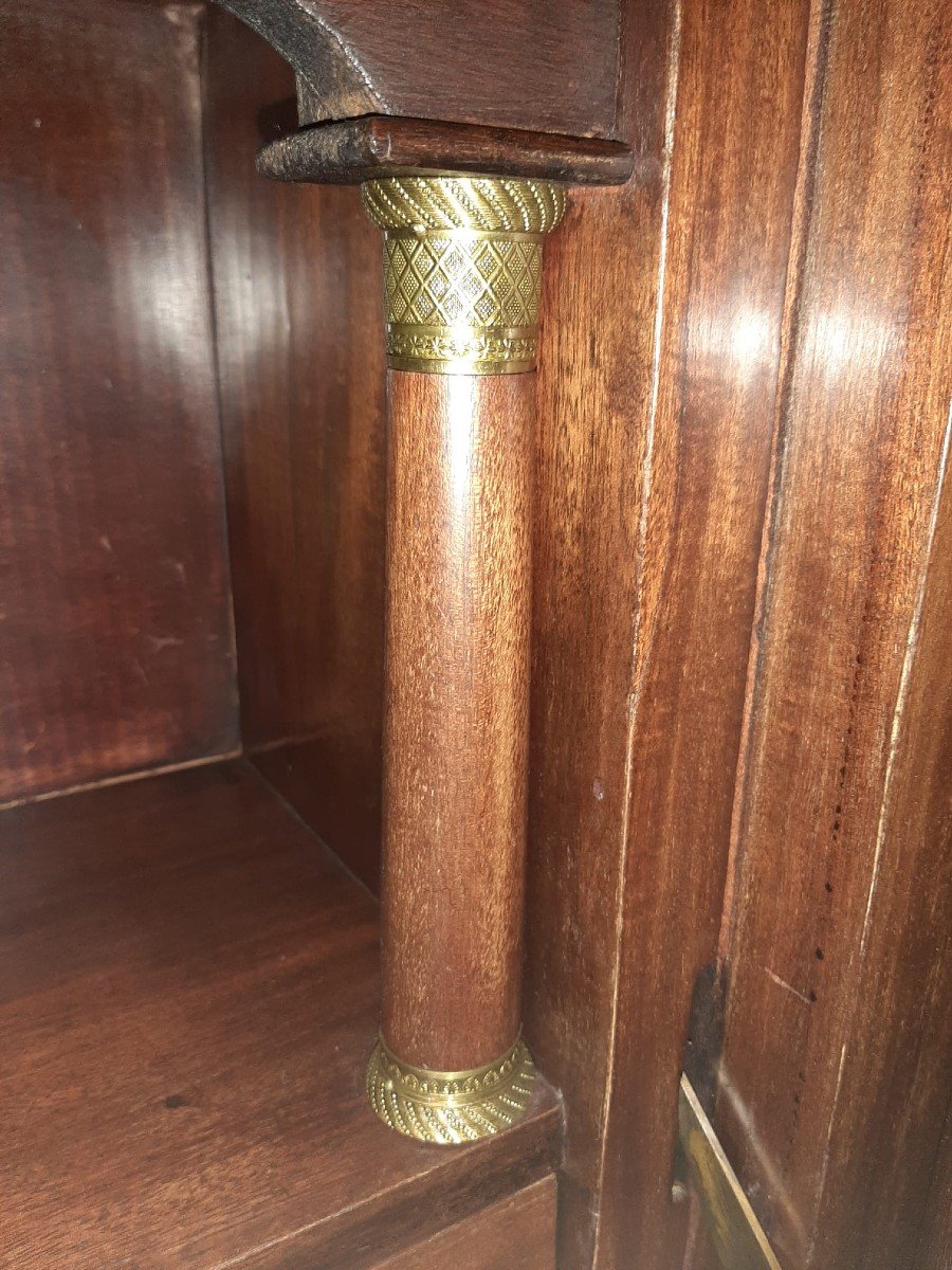 Empire Period Secretary, Fruitwood And Gilt Bronze, Veined Marble Top, 19th Century-photo-7