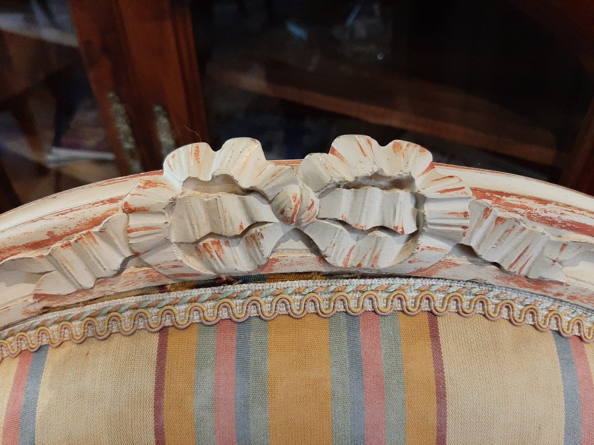 Pair Of Louis XVI Cabriolet Armchairs With Medallion - 19th Century-photo-3