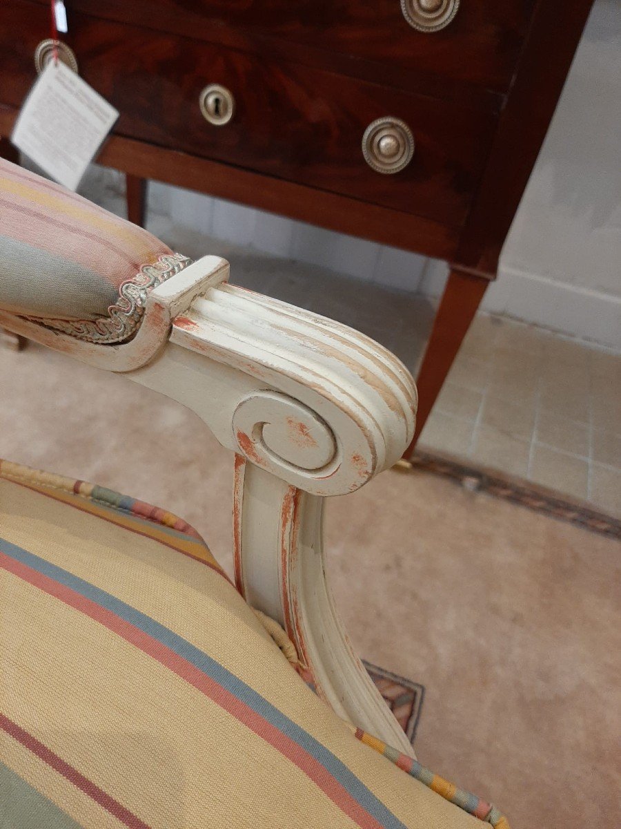 Pair Of Louis XVI Cabriolet Armchairs With Medallion - 19th Century-photo-2