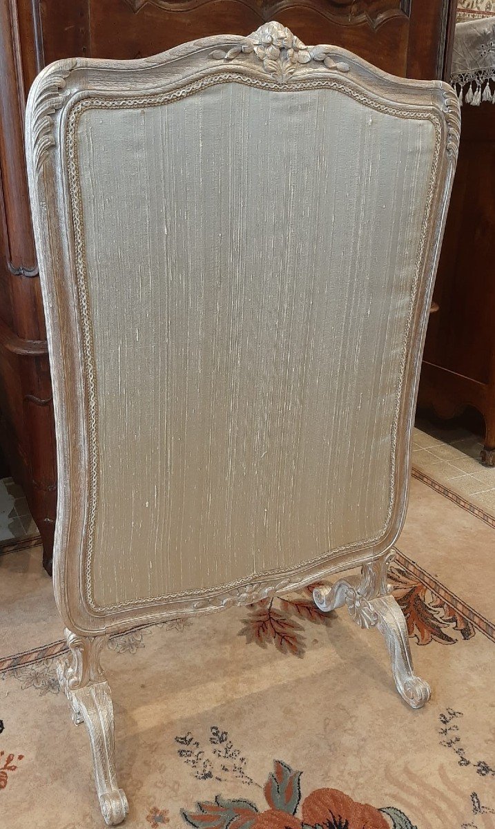 Ecran De Cheminée En Bois Naturel Cérusé De Style Louis XV, XIXe
