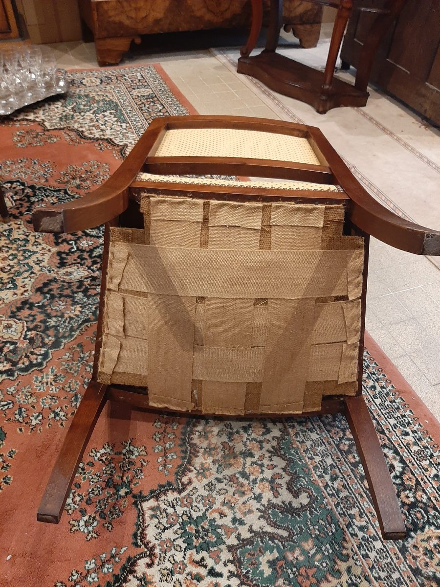 Paire De Fauteuils Têtes De Dauphin En Acajou Blond -  Début XIXème-photo-7