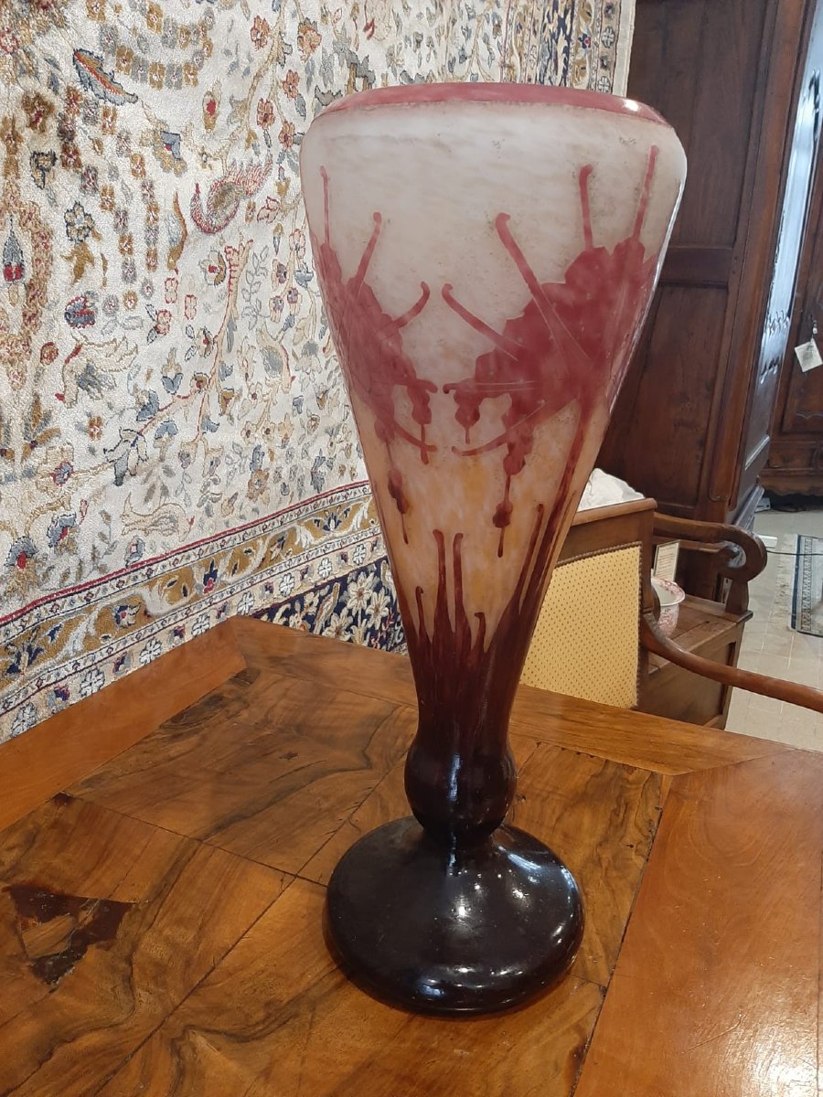 Vase Rhododendrons Le Verre Français Art Déco - C. Schneider 1927/1928-photo-3