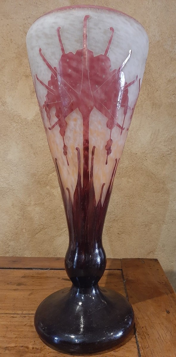 Vase Rhododendrons Le Verre Français Art Déco - C. Schneider 1927/1928-photo-4
