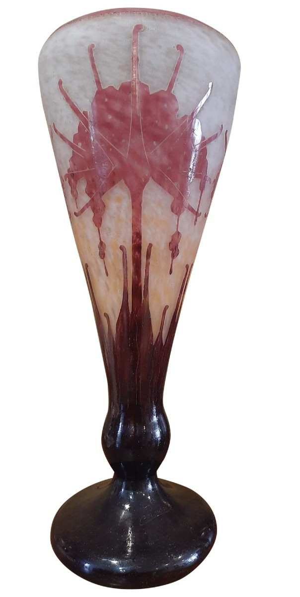 Vase Rhododendrons Le Verre Français Art Déco - C. Schneider 1927/1928