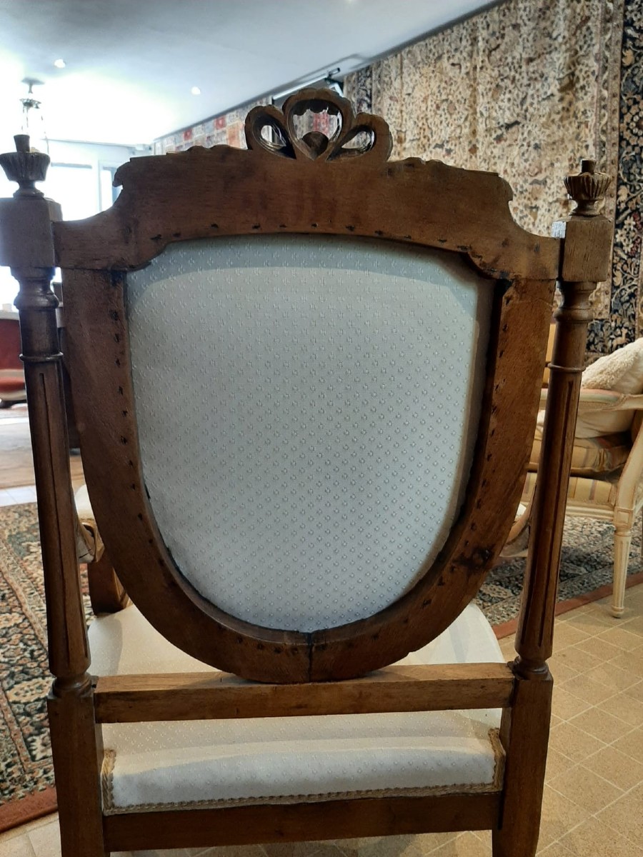 Pair Of Louis XVI Style Walnut Armchairs - Circa 1900-photo-3