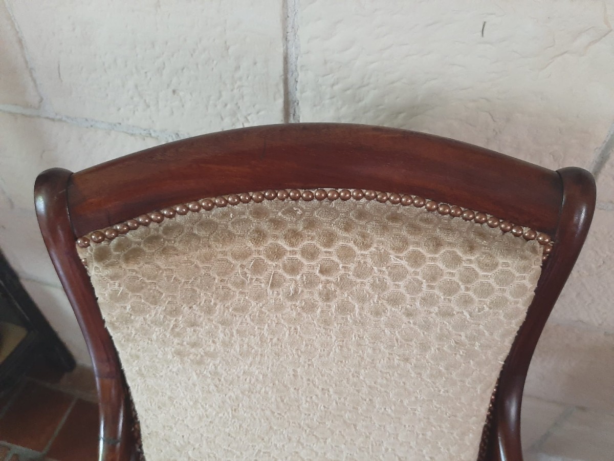 Paire De Fauteuils Acajou à Crosse - Epoque Restauration - XIXème-photo-3