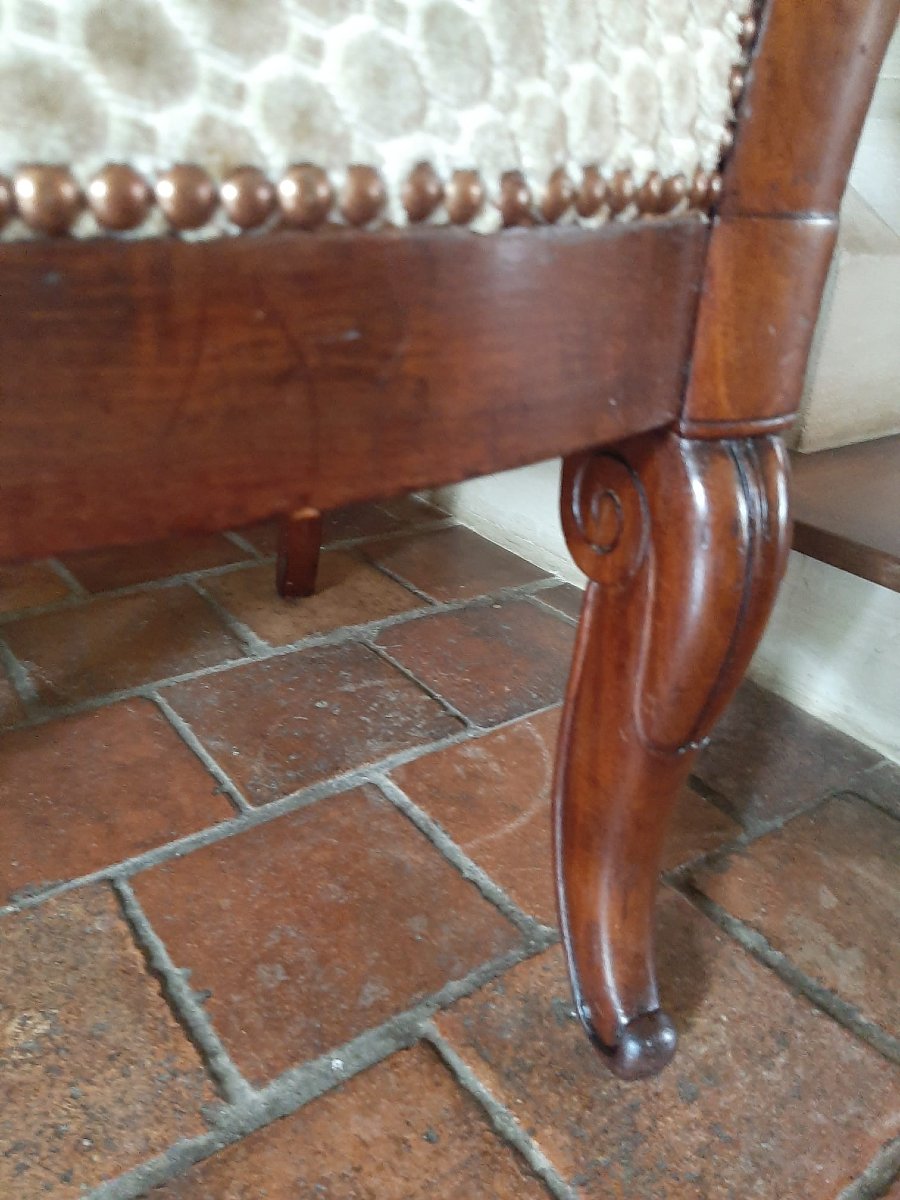 Paire De Fauteuils Acajou à Crosse - Epoque Restauration - XIXème-photo-5
