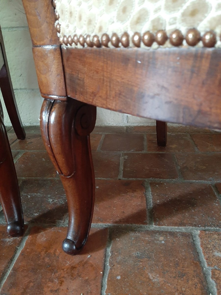 Paire De Fauteuils Acajou à Crosse - Epoque Restauration - XIXème-photo-6