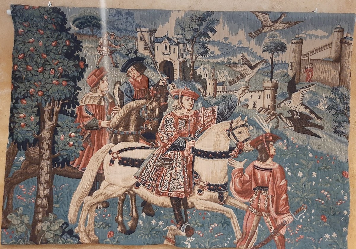 Tapestry "departure For The Hunt" - 20th Century
