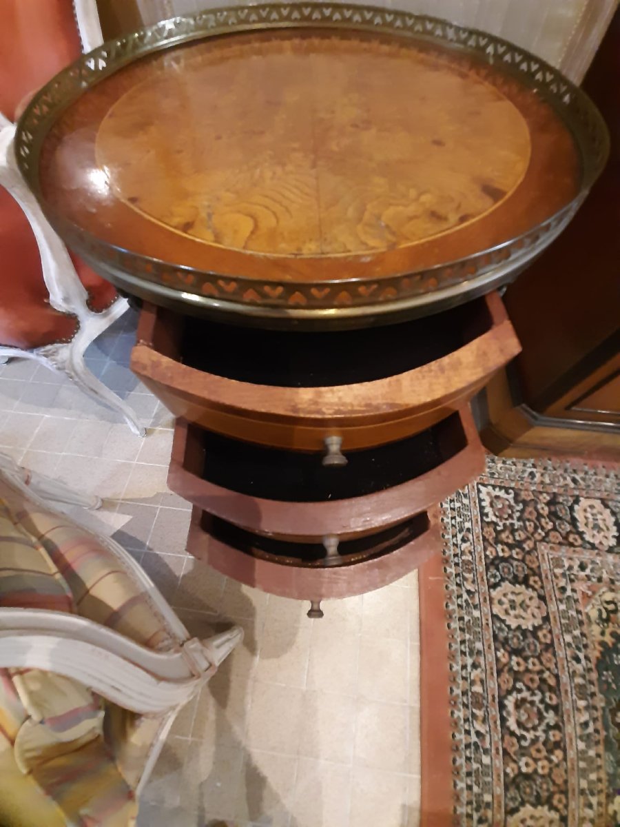 Table Chiffonnière de forme Tambour, Style Transition - Fin XIXe Début XXe-photo-2