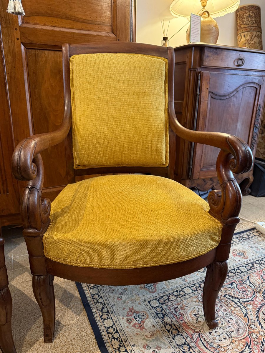 Paire de Fauteuils Acajou à Crosse - Epoque Restauration - XIXème-photo-3