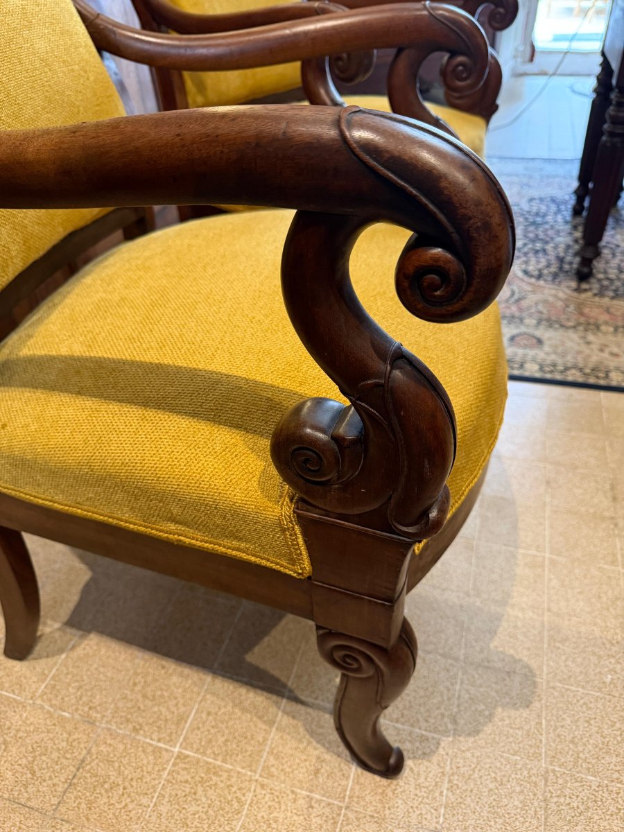 Paire de Fauteuils Acajou à Crosse - Epoque Restauration - XIXème-photo-2