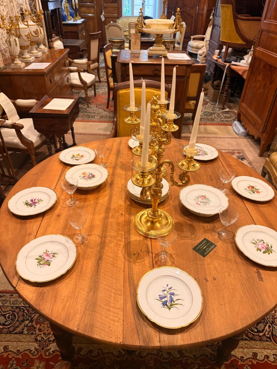 Grande Table Louis Philippe en Noyer Blond à Volets et Six Pieds - vers 1835-photo-4