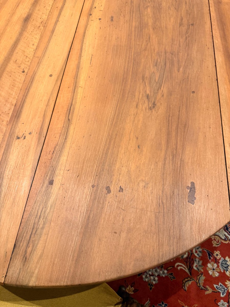 Grande Table Louis Philippe en Noyer Blond à Volets et Six Pieds - vers 1835-photo-4