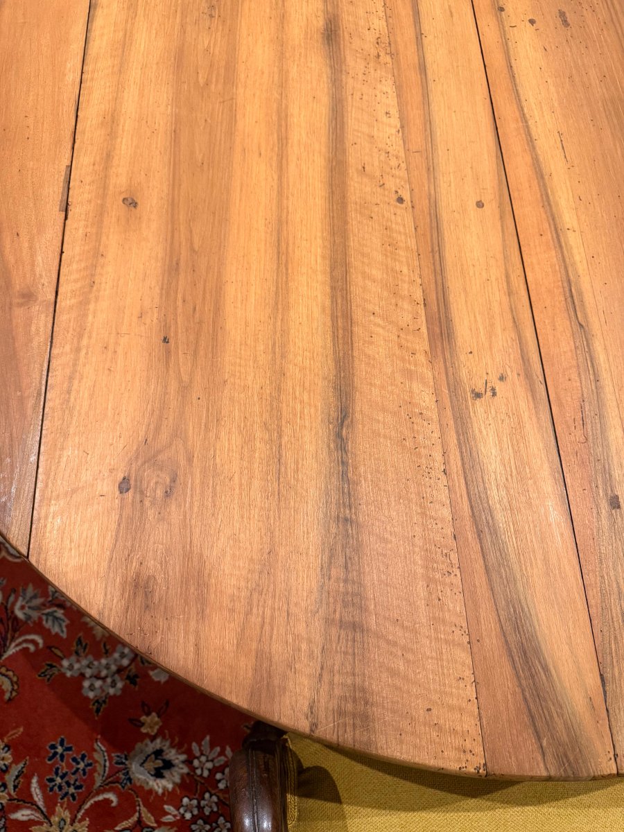 Grande Table Louis Philippe en Noyer Blond à Volets et Six Pieds - vers 1835-photo-6