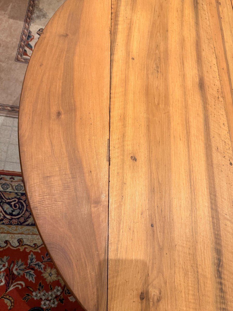 Grande Table Louis Philippe en Noyer Blond à Volets et Six Pieds - vers 1835-photo-7