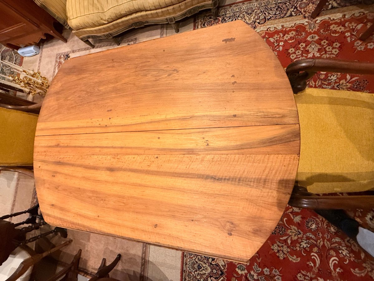 Grande Table Louis Philippe en Noyer Blond à Volets et Six Pieds - vers 1835-photo-8