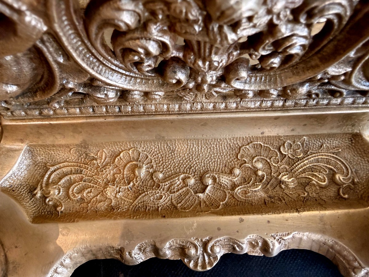 Gilt Bronze Double Inkwell With Cherub Letter Holder - 19th Century-photo-3