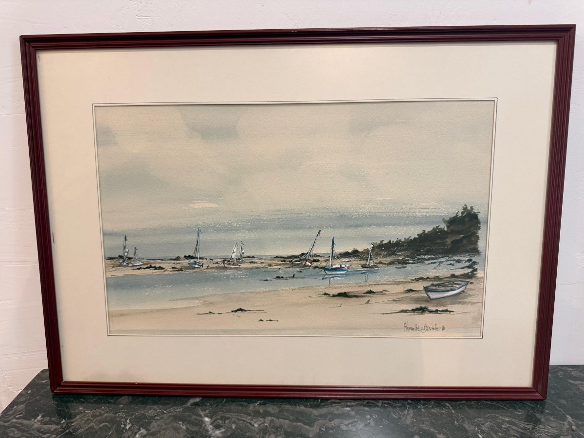 Aquarelle signée Alexandre Bonade - Vue de la Plage de Saint-Servan (Saint-Malo)-photo-2