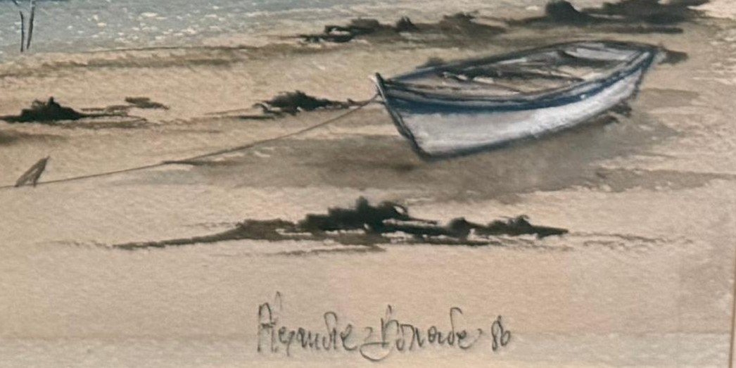 Aquarelle signée Alexandre Bonade - Vue de la Plage de Saint-Servan (Saint-Malo)-photo-3