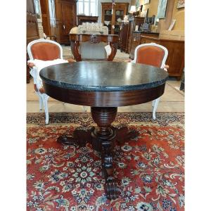 Guéridon Charles X Restauration En Acajou Et Mabre, époque XIX ème