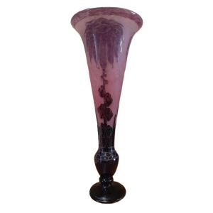 Vase Art Déco Série Dahlias - Le Verre Français C. Schneider  1923/1926