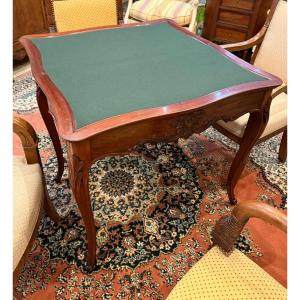 Table à Jeux En Acajou De Style Louis XV, d'époque 19ème