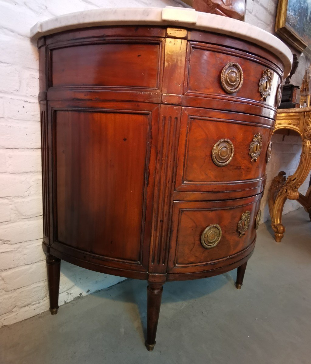 Commode Demi - Lune Mahogany Louis XVI Style-photo-2