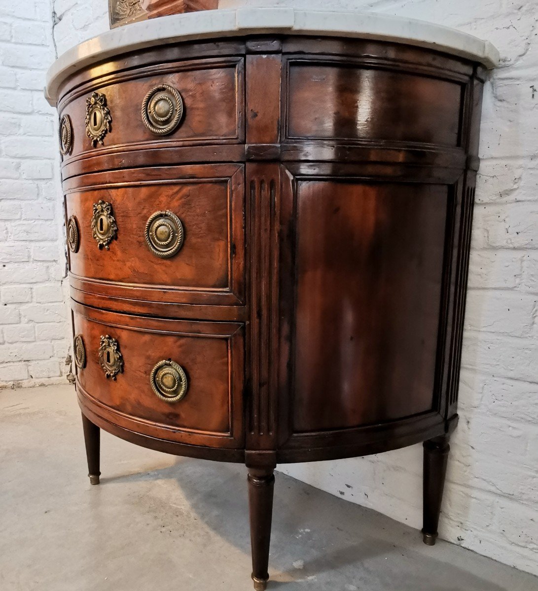 Commode Demi - Lune Mahogany Louis XVI Style-photo-4