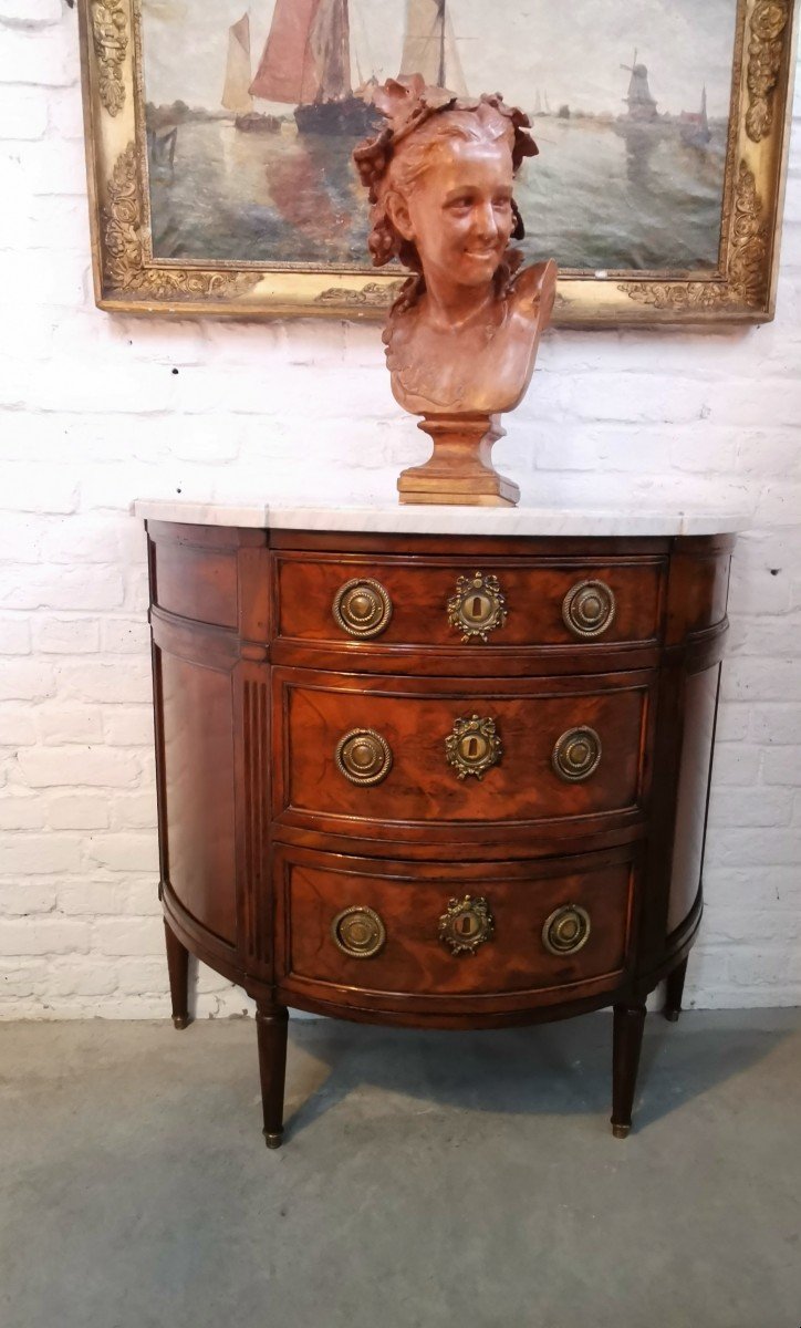 Commode Demi - Lune Mahogany Louis XVI Style