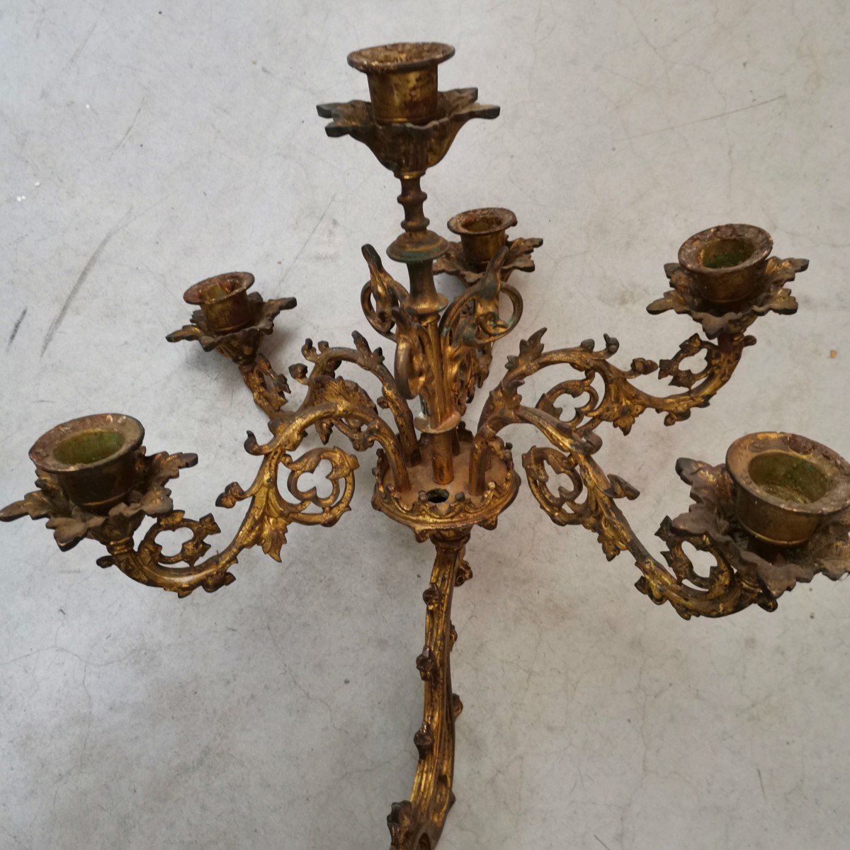 1 Paire d' Applique  bronze doré Style Gothique -photo-4