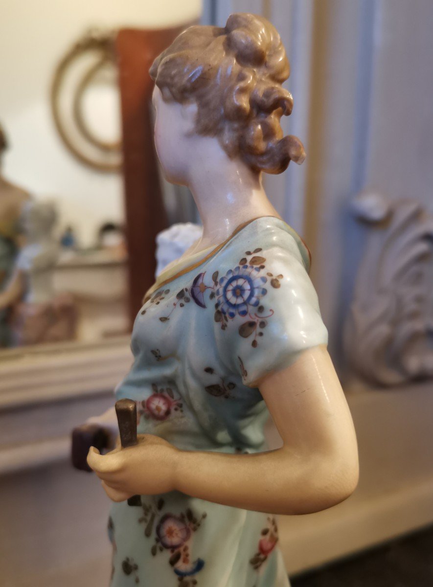 Femme Sculpteur, Statuette En Porcelaine 19ème S-photo-3