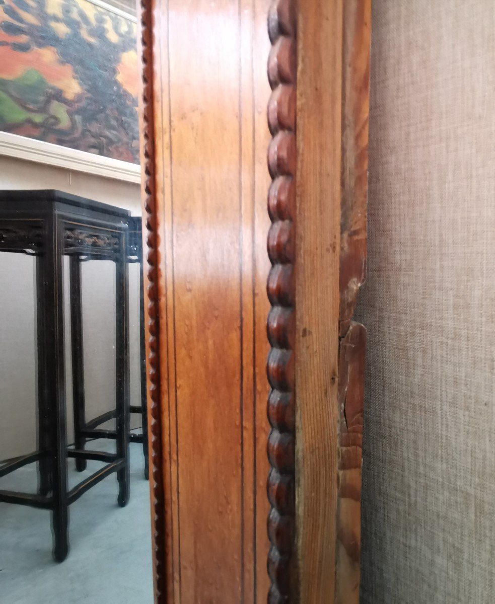 Miroir En  bois d'érable Et moulure Guillochée 19ème S. -photo-3