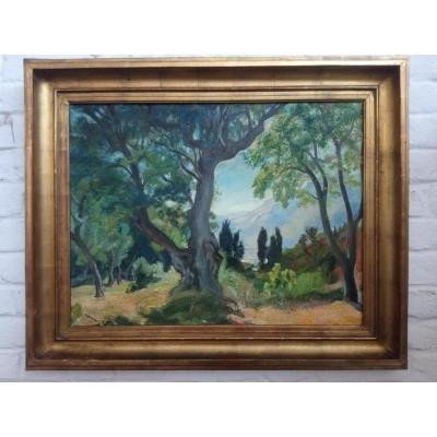 Paysage Méridional,  sous-bois.  Par Eugène Narbonne