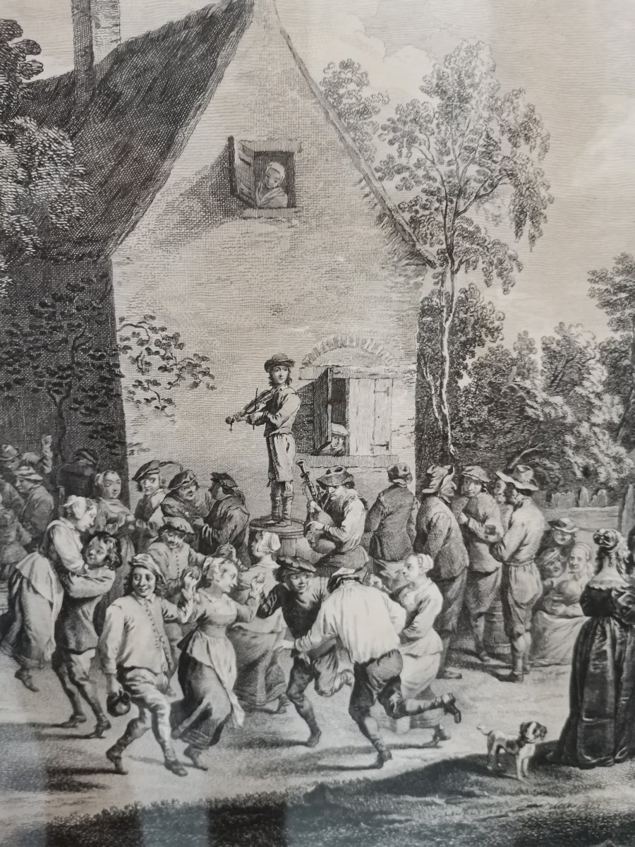 Village Festivals After David. Teniers - Pair Of Engravings By Jacques Philippe Lebas-photo-4