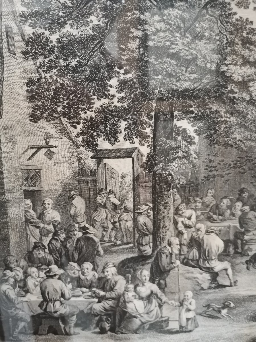 Village Festivals After David. Teniers - Pair Of Engravings By Jacques Philippe Lebas-photo-1