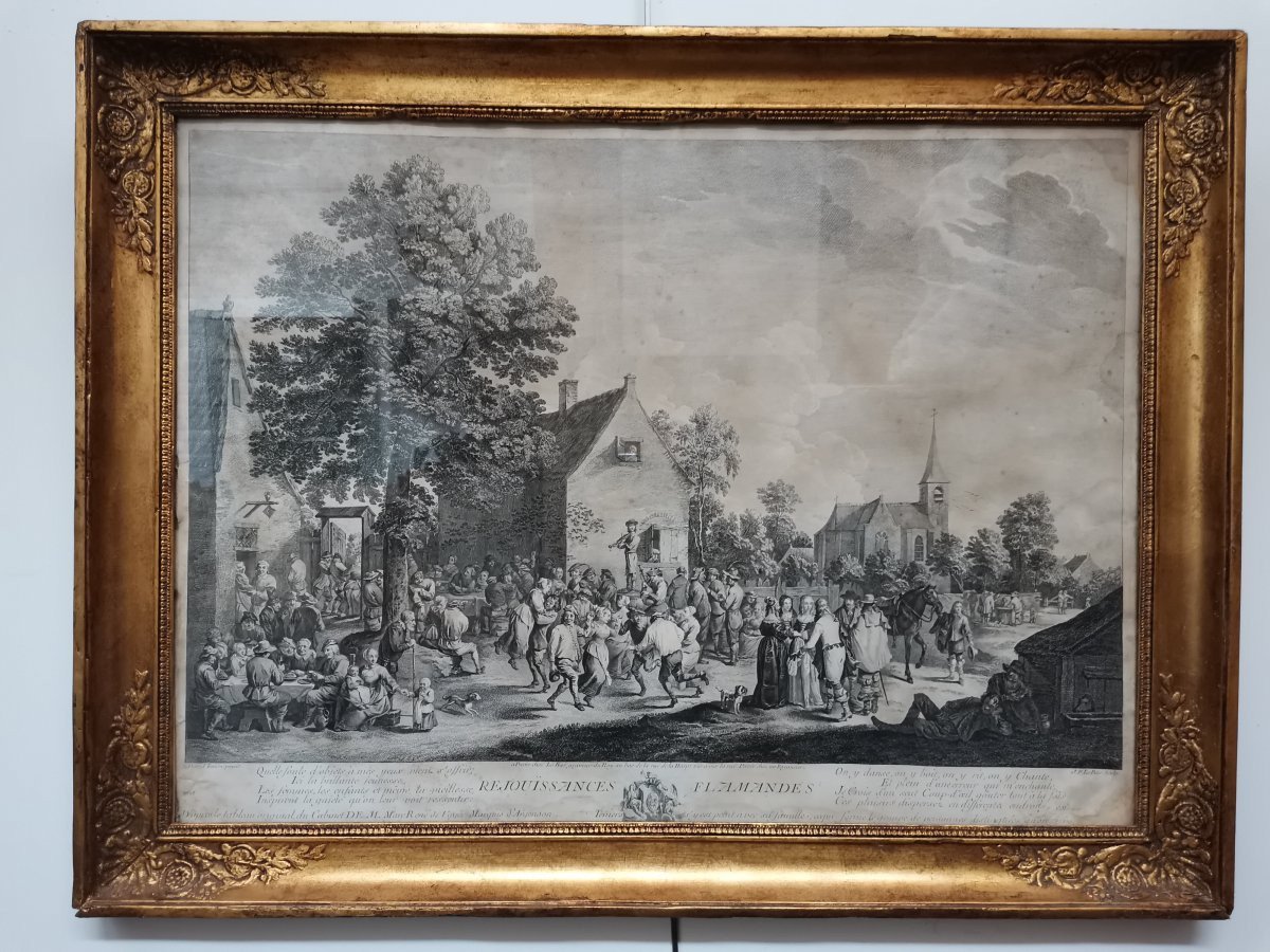 Village Festivals After David. Teniers - Pair Of Engravings By Jacques Philippe Lebas-photo-3