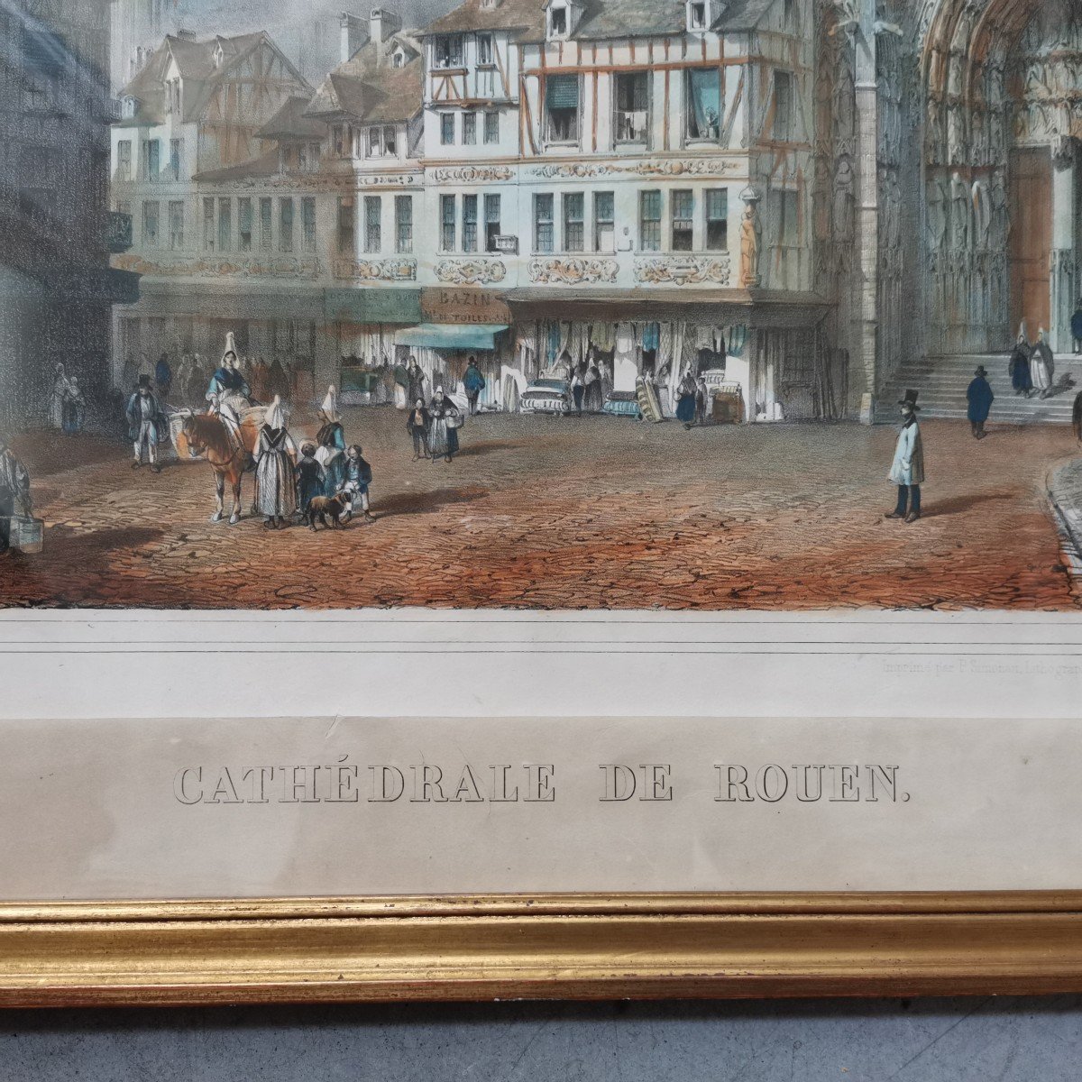 Cathédrale de Rouen  Et Place De La Pucelle . Gravure -photo-2